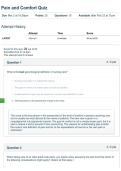 BSN 425&vert;Pain and Comfort Quiz&vert; Gerontological Nursing&vert; With complete solution&vert; Updated &vert; 100&percnt; correct&vert; New Edition&vert; Nightingale College