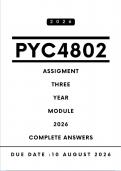 PYC4802 Assignment 3 Answers - Year Module&comma; 2026 &vert; Due Date 10 August 2026