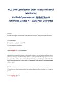 NCC EFM Certification Exam &ndash; Electronic Fetal&NewLine;Monitoring&NewLine;Verified Questions and ANSWER>-s &&NewLine;Rationales Graded A&plus; 100&percnt; Pass Guarantee