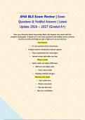 AHA BLS Exam Review &vert; Exam Questions & Verified Answers &vert; Latest Update 2026 &ndash; 2027 &lpar;Graded A&plus;&rpar;&NewLine;