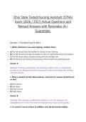 Ohio State Tested Nursing Assistant &lpar;STNA&rpar; Exam &lpar;2026 &sol; 2027&rpar; Actual Questions and Revised Answers with Rationales &lpar;A&plus; Guarantee&rpar;&period;