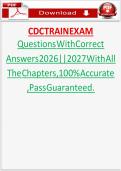 CDC TRAIN Exam Questions with Correct Answers 2026 &vert; Complete Study Guide & Practice Exam