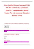 Cisco Certified Network Associate &lpar;CCNA&NewLine;200-301&rpar; Exam Practice Examination &NewLine;2026&ndash;2027 &vert; Comprehensive Question &NewLine;Practice Test with Answers & Rationales&vert; &NewLine;Free Pdf Access