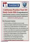 California Practice Test 101 Study Guide 2026 &vert; Complete Review for DMV&comma; CSET&comma; & Boating Exams &vert; Verified Q&A &vert; Graded A&plus;