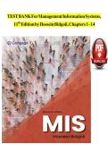 TEST BANK For Management Information Systems&comma; 11th Edition by Hossein Bidgoli &vert; Chapters 1 - 14&comma; Newest Version&NewLine;