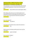 Seamanship 6 Week Review Exam Questions & Answers &lpar;Grade A&plus;&rpar;&period;docx&NewLine;&NewLine;