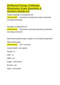 BioBeyind Energy Challenge Respiration Exam Questions & Answers &lpar;Grade A&plus;&rpar;&period;docx&NewLine;&NewLine;