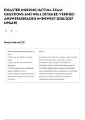 DISASTER NURSING &vert;ACTUAL EXAM QUESTIONS AND WELL DETAILED VERIFIED ANSWERS&vert;GRADED A&plus;&vert;NEWEST 2026&sol;2027 UPDATE