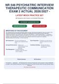 NR 548 PSYCHIATRIC INTERVIEW THERAPEUTIC COMMUNICATION EXAM 2 ACTUAL 2026&sol;2027 -&NewLine;COMPLETE EXAM-STYLE QUESTIONS &vert; DETAILED RATIONALES - PASS GUARANTEED - A&plus; GRADED&period; 