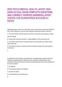 Exam &lpar;elaborations&rpar; HESI PSYCH MENTAL HEALTH  