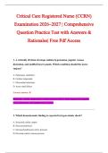 Critical Care Registered Nurse &lpar;CCRN&rpar; &NewLine;Examination 2026&ndash;2027 &vert; Comprehensive &NewLine;Question Practice Test with Answers & &NewLine;Rationales&vert; Free Pdf Access