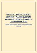 MATH 120 &ndash; INTRO TO STATISTICS EXAM PREP &vert; PRACTICE QUESTIONS AND DETAILED ANSWERS