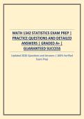 MATH 1342 STATISTICS EXAM PREP &vert; PRACTICE QUESTIONS AND DETAILED ANSWERS