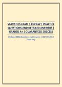 STATISTICS EXAM 1 REVIEW &vert; PRACTICE QUESTIONS AND DETAILED ANSWERS