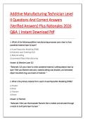 Additive Manufacturing Technician Level &NewLine;II Questions And Correct Answers &NewLine;&lpar;Verified Answers&rpar; Plus Rationales 2026 &NewLine;Q&A &vert; Instant Download Pdf