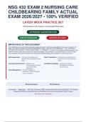 NSG 432 EXAM 2 NURSING CARE CHILDBEARING FAMILY ACTUAL EXAM 2026&sol;2027 - 100&percnt; VERIFIED &vert;&NewLine;DETAILED RATIONALES - PASS GUARANTEED - A&plus; GRADED&period;