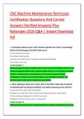 CNC Machine Maintenance Technician &NewLine;Certification Questions And Correct &NewLine;Answers &lpar;Verified Answers&rpar; Plus &NewLine;Rationales 2026 Q&A &vert; Instant Download &NewLine;Pdf 