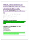 Magnetic Particle Testing Technician &NewLine;Certification Exam Questions And Correct &NewLine;Answers &lpar;Verified Answers&rpar; Plus &NewLine;Rationales 2026 Q&A &vert; Instant Download &NewLine;Pdf 