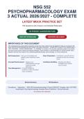 NSG 552 PSYCHOPHARMACOLOGY EXAM 3 ACTUAL 2026&sol;2027 - COMPLETE EXAM-STYLE QUESTIONS &vert;&NewLine;100&percnt; VERIFIED - PASS GUARANTEED - A&plus; GRADED