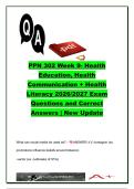 PPN 302 Week 9 2026&sol;2027 &ndash; 50&plus; Questions & Answers&comma; Health Education&comma; Health Communication&comma; Social Marketing&comma; Social Media & Health Literacy