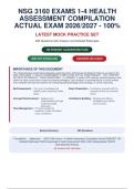 NSG 3160 -HEALTH ASSESSMENT COMPILATION ACTUAL EXAM 2026&sol;2027 - 100&percnt; VERIFIED &vert;&NewLine;DETAILED RATIONALES - PASS GUARANTEED - A&plus; GRADED