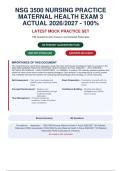 NSG 3500 NURSING PRACTICE MATERNAL HEALTH EXAM 3 ACTUAL 2026&sol;2027 - 100&percnt; VERIFIED &vert;&NewLine;DETAILED RATIONALES - PASS GUARANTEED - A&plus; GRADED