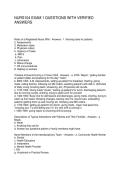 NURS104 EXAM 1 QUESTIONS WITH VERIFIED ANSWERS