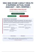 NSG 3800 EXAM 3 ADULT HEALTH II NURSING ACTUAL EXAM 2026&sol;2027 - 100&percnt; VERIFIED &vert; DETAILED&NewLine;RATIONALES - PASS GUARANTEED - A&plus; GRADED
