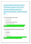 Incident Response Technician Level II &NewLine;Certification Questions And Correct &NewLine;Answers &lpar;Verified Answers&rpar; Plus &NewLine;Rationales 2026 Q&A &vert; Instant Download &NewLine;Pdf