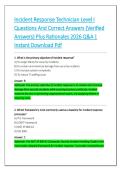 Incident Response Technician Level I &NewLine;Questions And Correct Answers &lpar;Verified &NewLine;Answers&rpar; Plus Rationales 2026 Q&A &vert; &NewLine;Instant Download Pdf 