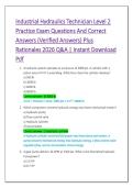 Industrial Hydraulics Technician Level 2 &NewLine;Practice Exam Questions And Correct &NewLine;Answers &lpar;Verified Answers&rpar; Plus &NewLine;Rationales 2026 Q&A &vert; Instant Download &NewLine;Pdf 