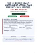 NUR 101 EXAM 3 HEALTH ASSESSMENT ACTUAL EXAM 2026&sol;2027 - 100&percnt; VERIFIED &vert; DETAILED&NewLine;RATIONALES - PASS GUARANTEED - A&plus; GRADED