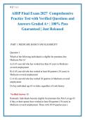 AHIP Final Exam 2027  Comprehensive &NewLine;Practice Test with Verified Questions and &NewLine;Answers Graded A&plus; &vert; 100&percnt; Pass &NewLine;Guaranteed &vert; Just Released