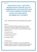 NR 567 FINAL EXAM &ndash; ADVANCED &NewLine;PHARMACOLOGY FOR THE AGACNP &NewLine;COMPREHENSIVE QUESTION PRACTICE &NewLine;TEST WITH VERIFIED ANSWERS AND &NewLine;RATIONALES 2026 UPDATE &ndash; &NewLine;CHAMBERLAIN UNIVERSITY