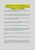 Unitized Structural Body Repair Exam &NewLine;UPDATED ACTUAL QUESTIONS AND &NewLine;CORRECT ANSWERS