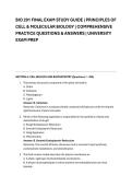 BIO 201 FINAL EXAM STUDY GUIDE &vert; PRINCIPLES OF &NewLine;CELL & MOLECULAR BIOLOGY &vert; COMPREHENSIVE &NewLine;PRACTICE QUESTIONS & ANSWERS &vert; UNIVERSITY &NewLine;EXAM PREP