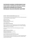 RN PEDIATRIC NURSING COMPREHENSIVE EXAM &NewLine;STUDY GUIDE &vert; 200 PRACTICE MULTIPLE-CHOICE &NewLine;QUESTIONS & ANSWERS WITH DETAILED &NewLine;RATIONALES &vert; NCLEX-RN PEDIATRIC EXAM PREP