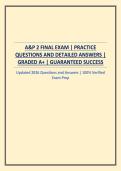 A&P 2 FINAL &vert; PRACTICE QUESTIONS AND DETAILED ANSWERS