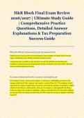 H&R Block Final Exam Review &NewLine;2026&sol;2027 &vert; Ultimate Study Guide &NewLine;&vert; Comprehensive Practice &NewLine;Questions&comma; Detailed Answer &NewLine;Explanations & Tax Preparation &NewLine;Success Guide 
