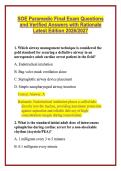 SOE Paramedic Final Exam Questions and Verified Answers with Rationale Latest Edition 2026&sol;2027 