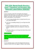 PNG 2254&colon; Mental Health Nursing &ndash; Exam 1 Questions and Answers with Rationale Latest Edition 2026&sol;2027 