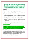 PNG 2254&colon; Mental Health Nursing &ndash; Exam 3 Questions and Answers with Rationale Latest Edition 2026&sol;2027 