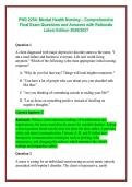 PNG 2254&colon; Mental Health Nursing &ndash; Comprehensive Final Exam Questions and Answers with Rationale Latest Edition 2026&sol;2027 