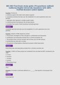BIO 305 Final Exam study guide &lpar;70 questions&rpar; &lpar;edited&rpar; California Baptist University Questions with 100&percnt; Verified Answers Latest Update