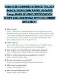 AQA GCSE COMBINED SCIENCE&lowbar; TRILOGY 8464&lowbar;B&lowbar;1H BIOLOGY PAPER 1H PAPER & MARK SCHEME CERTIFICATION SCRI&period;pdf&NewLine;&NewLine;