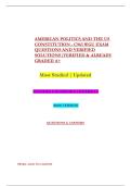 AMERICAN POLITICS AND THE US &NewLine;CONSTITUTION - C963 WGU EXAM &NewLine;QUESTIONS AND VERIFIED &NewLine;SOLUTIONS&vert;VERIFIED & ALREADY &NewLine;GRADED A&plus;  &NewLine;Most Studied &vert; Updated  