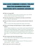 AQA GCSE COMBINED SCIENCE&lowbar; TRILOGY PRACTICE EXAMINATION 2026 QUESTIONS WITH ANSWERS GRADED A&plus;&period;pdf&NewLine;&NewLine;