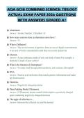 AQA GCSE COMBINED SCIENCE&lowbar; TRILOGY ACTUAL EXAM PAPER 2026 QUESTIONS WITH ANSWERS GRADED A&plus;&period;pdf&NewLine;&NewLine;