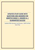 2026 UPDATED STUDY GUIDE WITH QUESTIONS AND ANSWERS FOR GENETICS EXAM 3