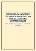 ECONOMICS EXAM ONE UPDATED STUDY GUIDE WITH QUESTIONS AND ANSWERS